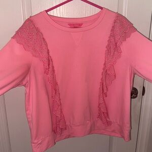 Lilly Pulitzer Deva Ruffle Pink Sweatshirt XL